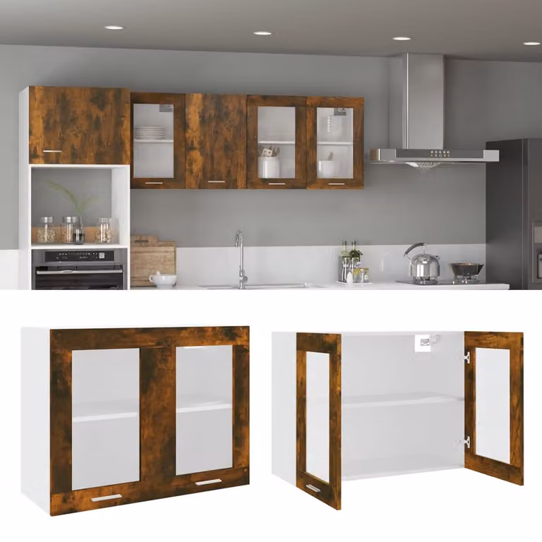 Pensile da cucina moderno vidaXL Lyon Rovere Fumo L: 80 cm, P: 31 cm, H: 60 cm