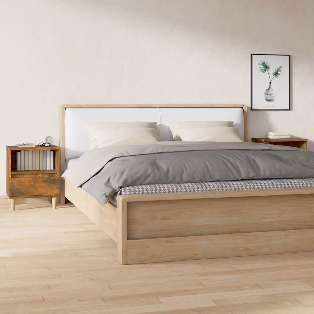 Set di 2 comodini moderni vidaXL in legno Rovere Fumo, L 40 cm x P 35 cm x H 50 cm