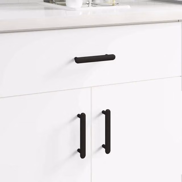 Maniglia per armadio vidaXL in ferro nero opaco L: 12,1 cm, P: 16,6 mm, H: 2,83 cm
