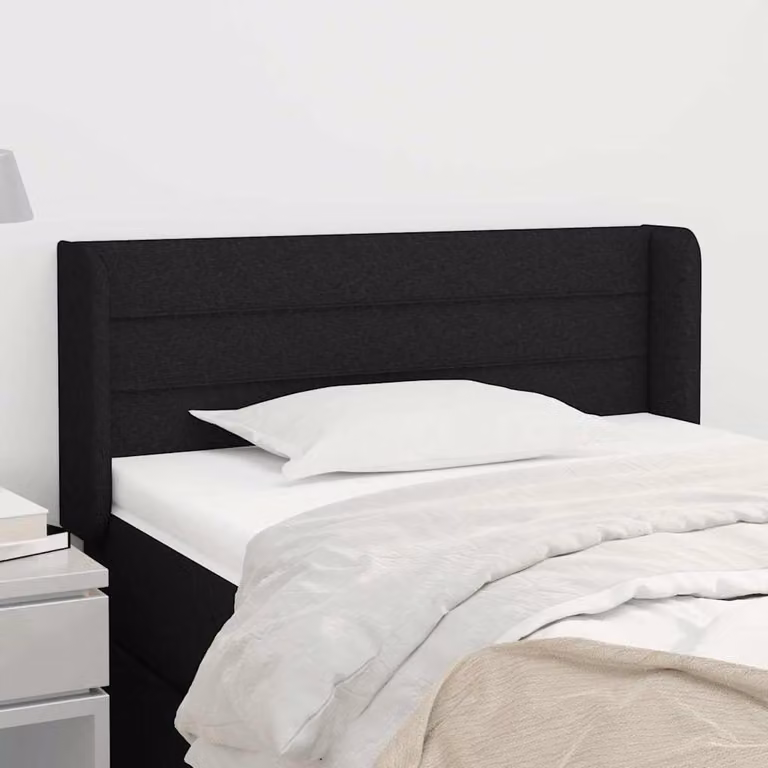 Testiera ad orecchio vidaXL in tessuto nero con struttura in legno L: 93 cm, P: 16 cm, H: 78-88 cm