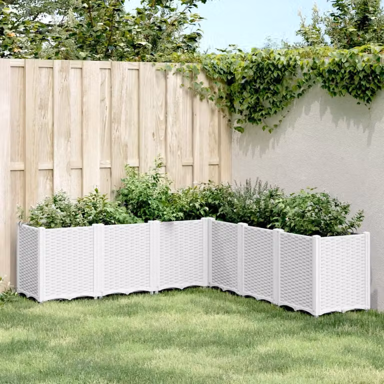 Fioriera da giardino vidaXL bianca in plastica L: 160 cm, P: 160 cm, H: 53 cm