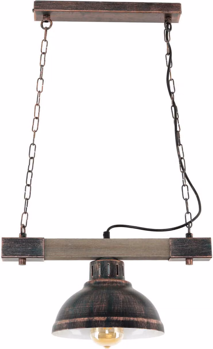 Lampada a sospensione vintage "Hakon" metallo legno rame legno antico E27 luce a sospensione soggiorno tavolo da pranzo