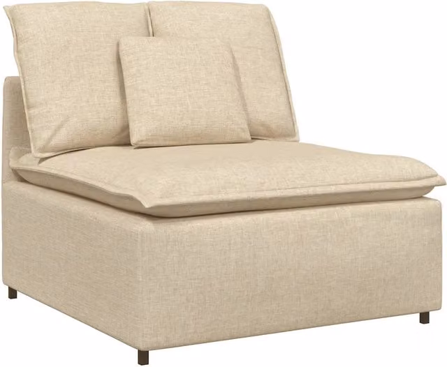 Modulo Centrale Divano Modulare con Cuscini Crema 100 cm CFW9446347