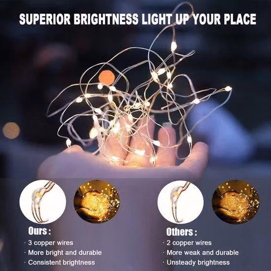 Catena luminosa LED Ibenzoa® Warmweiße, 20 metri, 200 LED, per interni ed esterni, con telecomando, 8 modalità e 4 livelli di luminosità, grado di protezione IP65