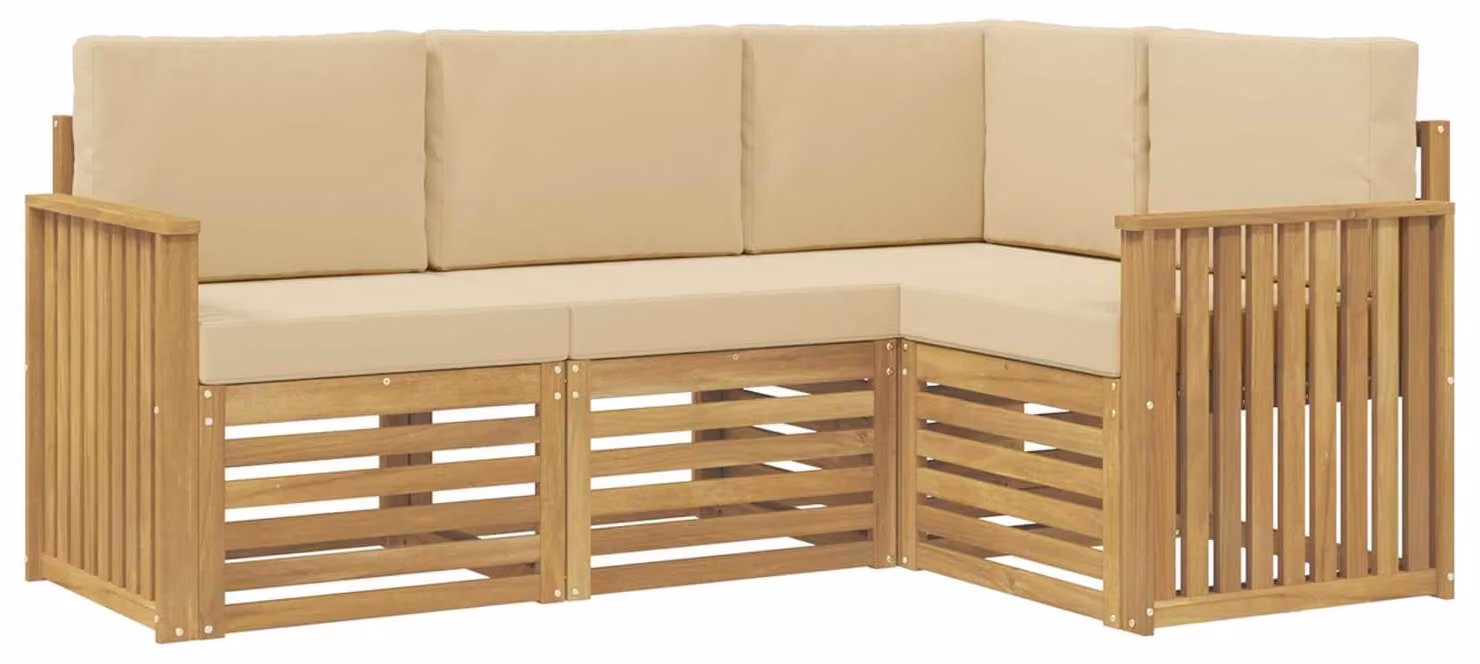Set di divani da salotto, 4 pezzi, colore beige, dimensioni 187,5 x 128,5 x 73 cm, materiale: poliestere