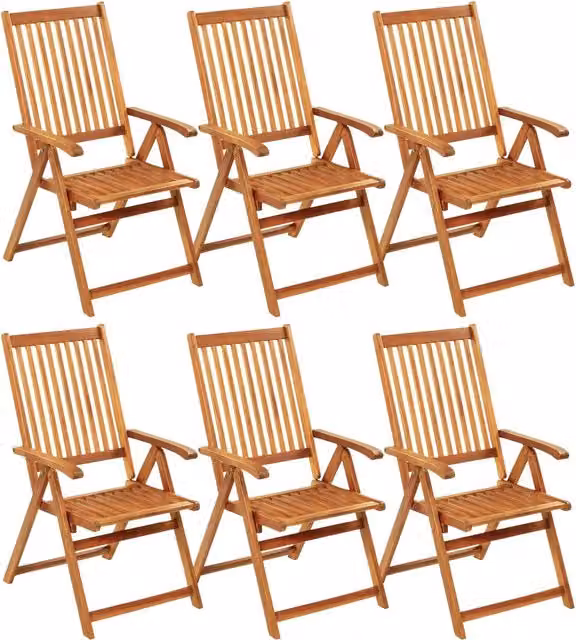 Sedie Pieghevoli 6 pz con Cuscini Massello Acacia 3064133