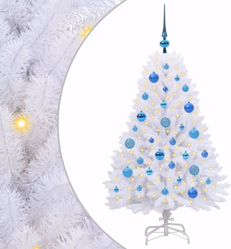 Albero di Natale Artificiale con Rami Pieghevoli Bianco 120 cm