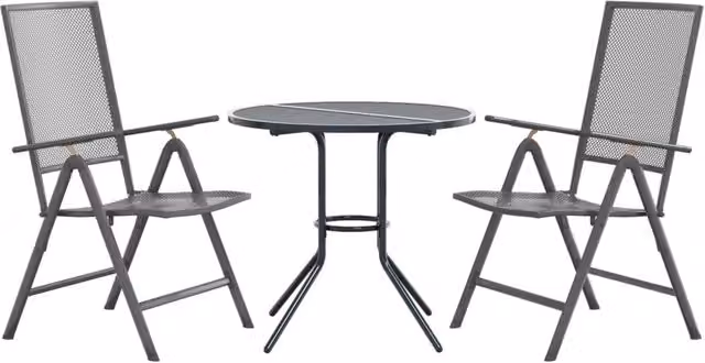 Set Sedie Giardino Reclinabili 3 pz | Sedie da Esterno Antracite Acciaio Verniciato