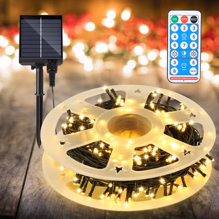 Izrielar LED luci solari fata 30M 300LEDs con 8 modalità per festa giardino interno e decorazione di Natale illuminazione decorazione, bianco caldo