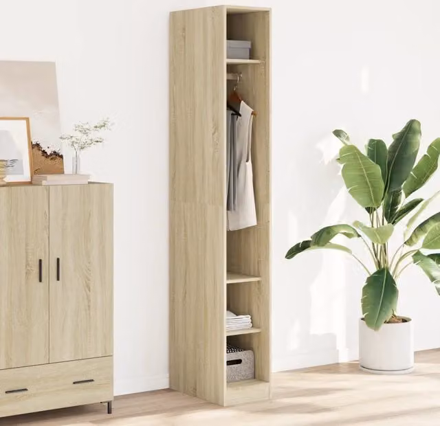 Armadio con ante a battente vidaXL in legno rovere, colore marrone e beige, L: 30 cm, P: 50 cm, H: 200 cm