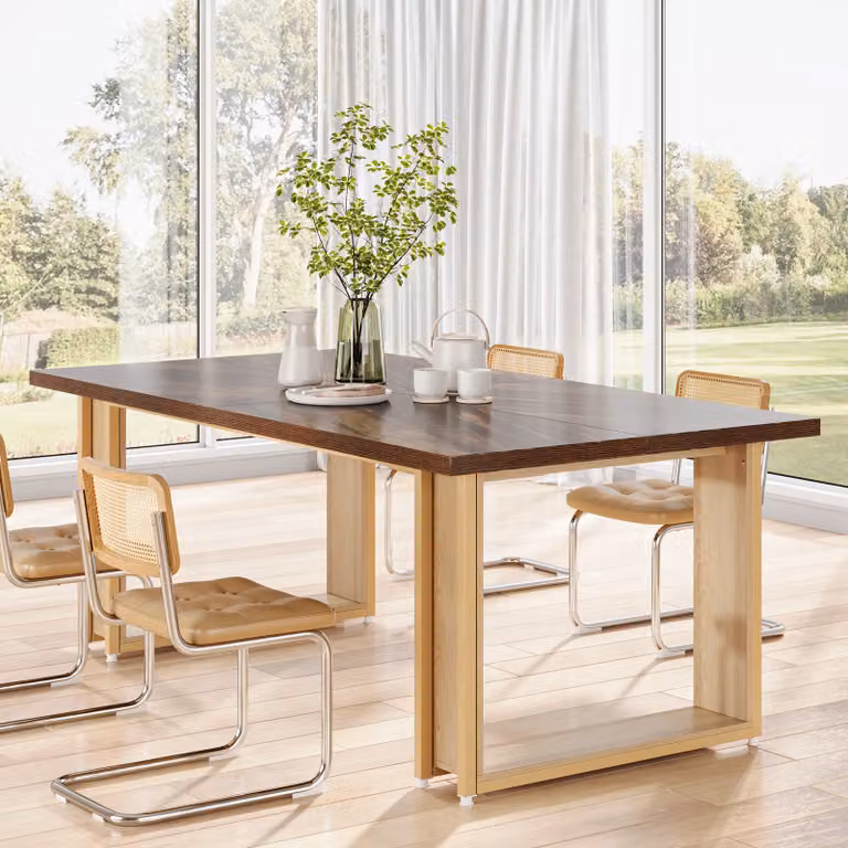 Tavolo da pranzo LITTLE TREE 160 cm per 4 persone, grande tavolo da cucina in legno per sala da pranzo con piano in legno a slitta e robusta struttura in metallo (solo tavolo)