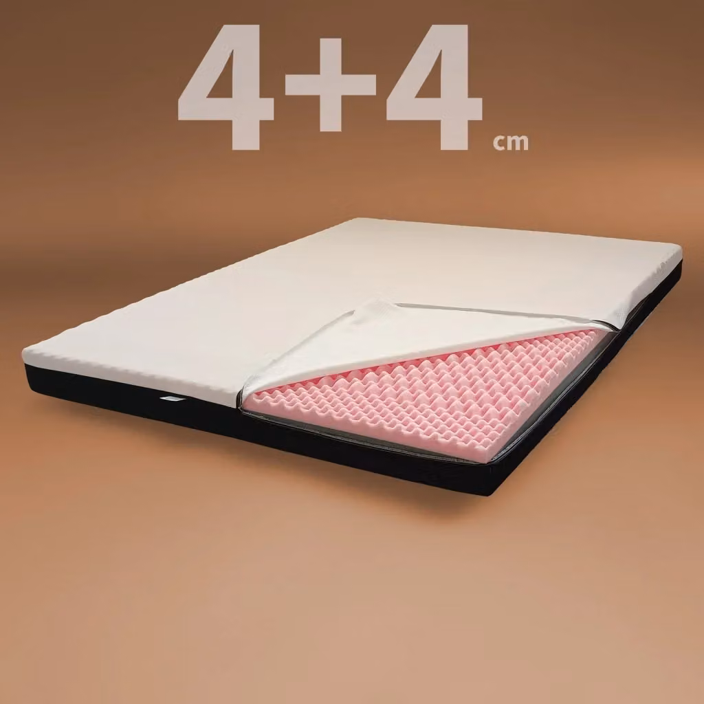 Topper combinato Memory e Rigido Ortopedico Optima Modello H8 con tessuto sfoderabile, Bianco, L 110 x P 200 cm, Altezza: 8 cm – 2