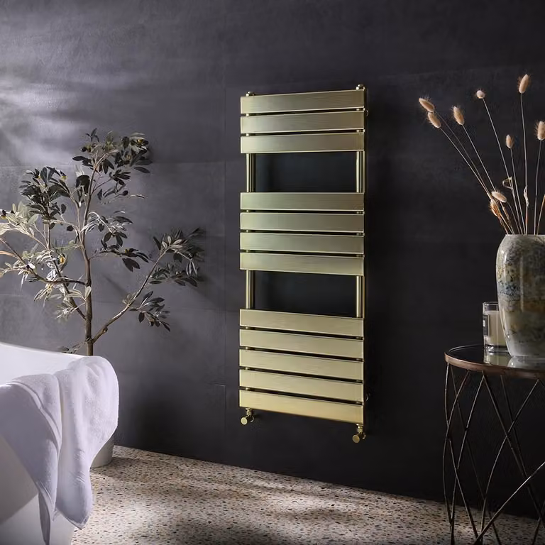 Scaldasalviette di Design Oro Satinato 1200x500mm Termoarredo Bagno Moderno - Lustro