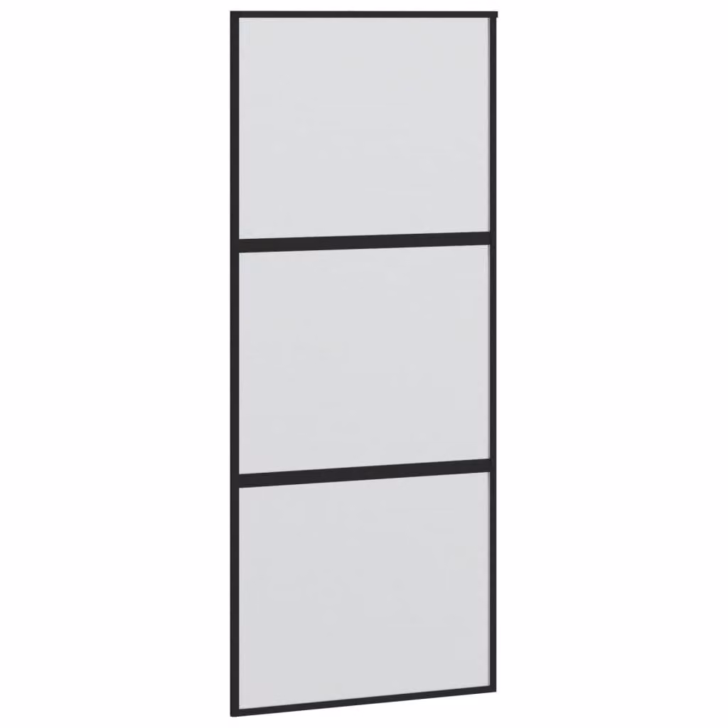 Porta Scorrevole Nera 90x205 cm in Vetro Temperato e Alluminio