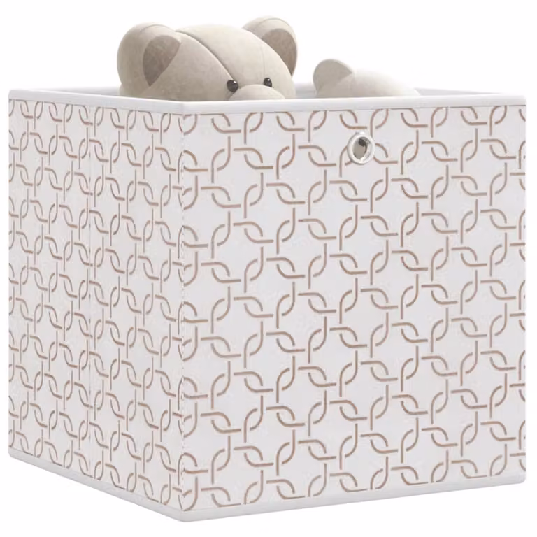 Set di 10 scatole portaoggetti vidaXL in tessuto beige, pieghevoli con maniglie, L/P/H: 32 x 32 x 32 cm