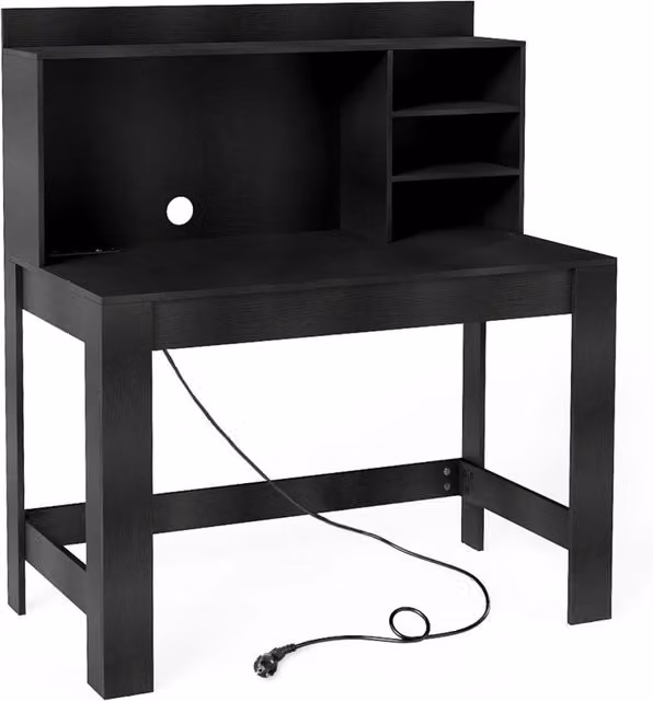 Scrivania da ufficio e computer Design Mania moderna in MDF nero con foro per cavi L: 125 cm, P: 60 cm, H: 76 cm – 1