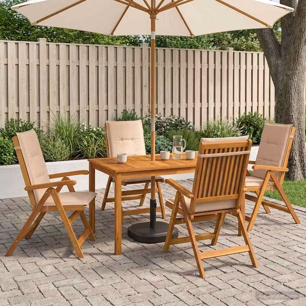 Set da giardino vidaXL composto da 5 pezzi in legno di acacia oliato beige e marrone per 4 persone