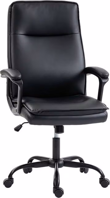 Sedia da ufficio ergonomica Minimal nera in ecopelle con braccioli e altezza regolabile L/P/H: 66 x 70 x 120 cm – 1