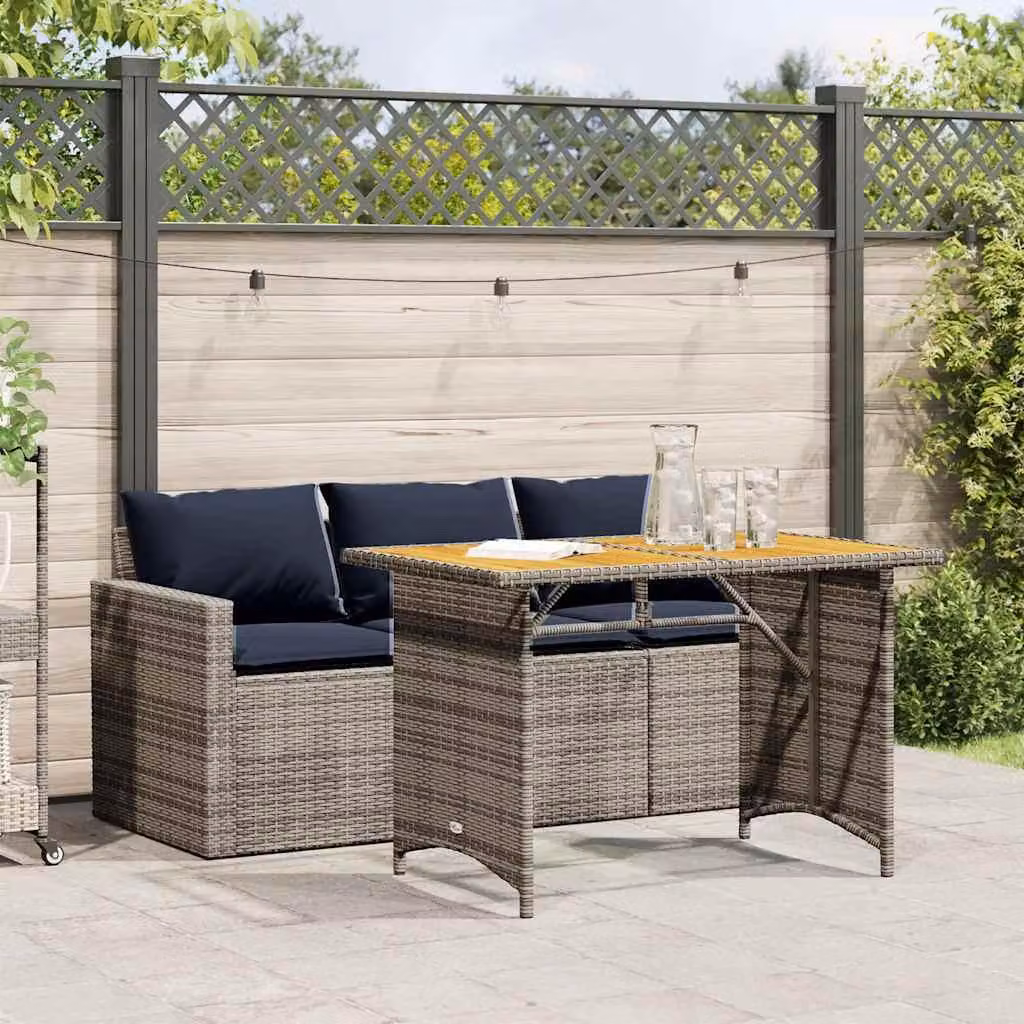 Maison Exclusive - Set da pranzo da giardino 2 pezzi con cuscini in polyrattan grigio