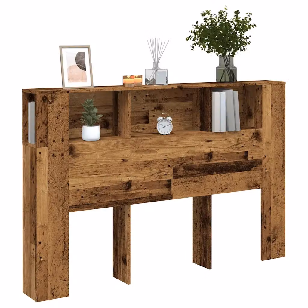 Testata con contenitore e ripiani integrati in legno marrone L/P/H: 160 x 18,5 x 103,5 cm – 2