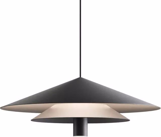 Karman Asso Lampada a Sospensione LED Moderna in Metallo Nero con Altezza Regolabile
