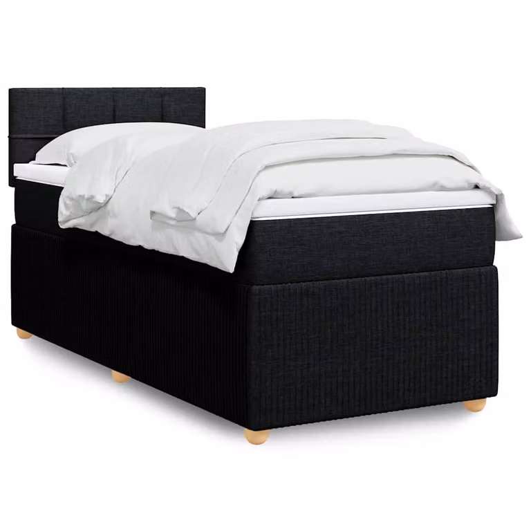 vidaXL Giroletto a Molle con Materasso Ibrido in Tessuto Nero, L/P/H: 90 x 190 cm