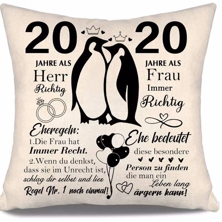 Cuscino decorativo, 45x45 cm, in poliestere. Idea regalo per coppie, ideale per l'anniversario di matrimonio