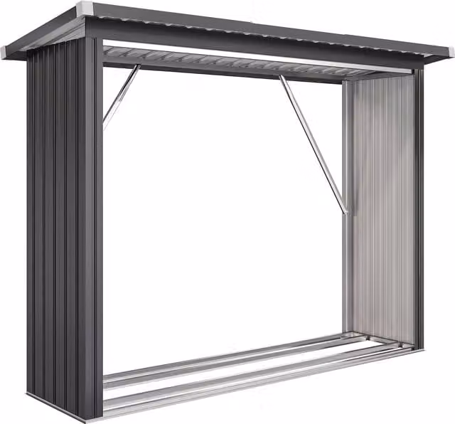 Capanno da esterno Outsunny in acciaio con base rialzata e tetto inclinato, Grigio Scuro, L: 213 cm, P: 66.5 cm, H: 150 cm