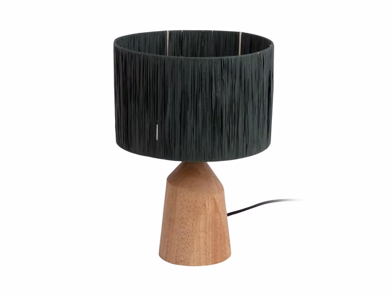 Lampada da tavolo TRAPEZE con struttura in legno, Ø 25 cm