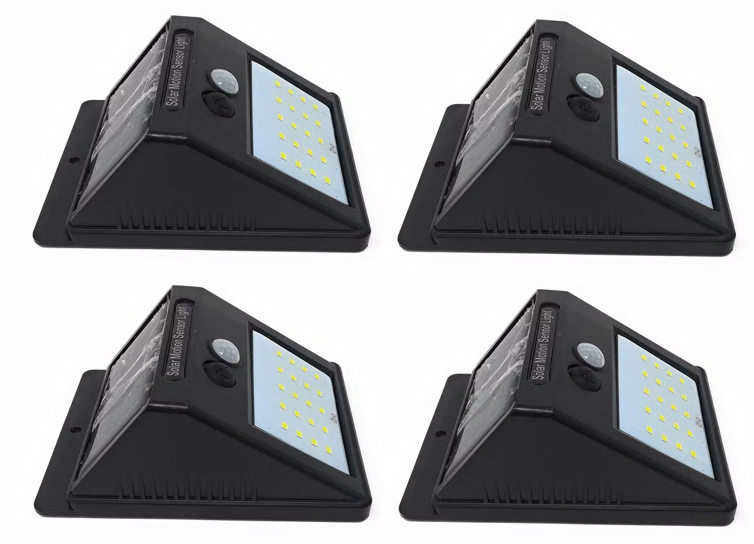 Confezione da 4 faretti solari a LED, con 20 LED, sensore di movimento, 250 lumen, per uso esterno