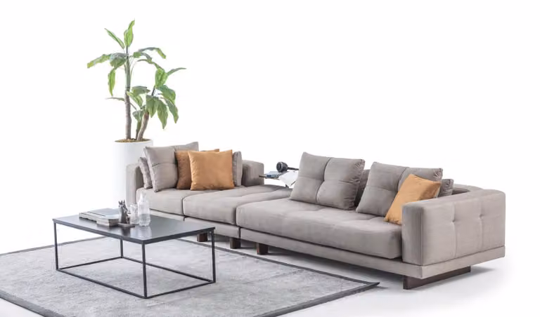 Moderne Wohnzimmer Garnitur Beiger Dreisitzer Edler Couchtisch