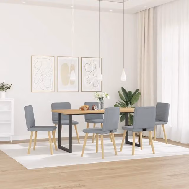 Sedie da Pranzo 6 pz Grigio Chiaro in Tessuto 3315514