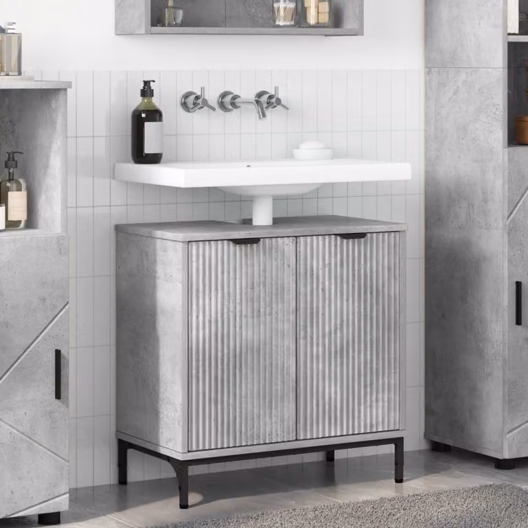 Armadio per lavabo da bagno vidaXL moderno in grigio opaco, L/P/H: 60,5 x 33,5 x 61 cm