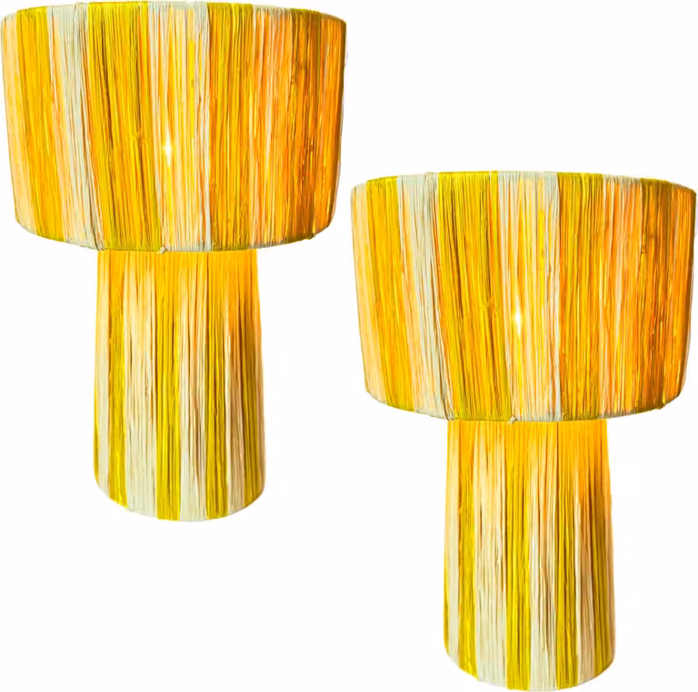 set di 2 lampade da tavolo decorative boho lampada da comodino Morjana Beige Giallo