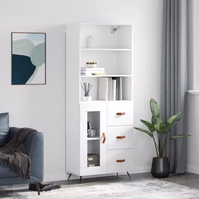 Credenza Buffet Design Mania Bianca per Cucina e Sala da Pranzo L/P/H: 69,5 x 34 x 180 cm – 1