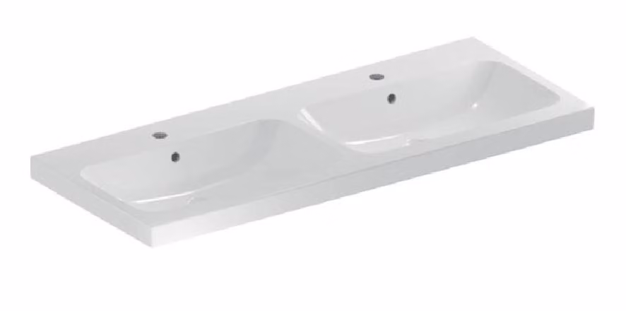 Geberit iCon Light lavabo double, 120 cm x 48 cm, avec 2 trous pour robinets, avec trop-plein,501838, 501.838.00.2, 501.838.00.2