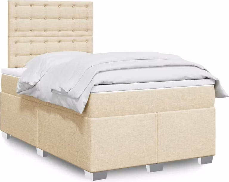 Maison Exclusive - Letto boxspring con materasso Crema 120x200 cm Tessuto