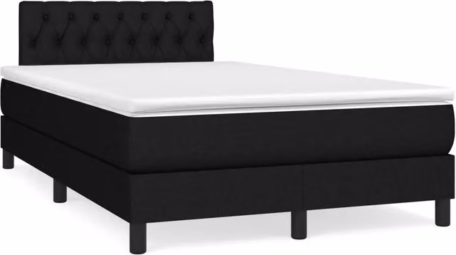 Letto Ibrido vidaXL con Materasso e Giroletto a Molle in Tessuto Nero e Bianco L/P/H: 120 x 200 cm
