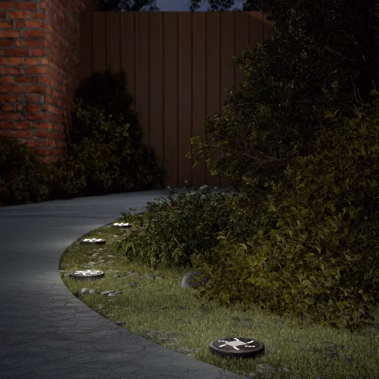 Set di 12 luci solari da terra vidaXL con picchetti per esterno, LED bianco caldo, impermeabili IP65