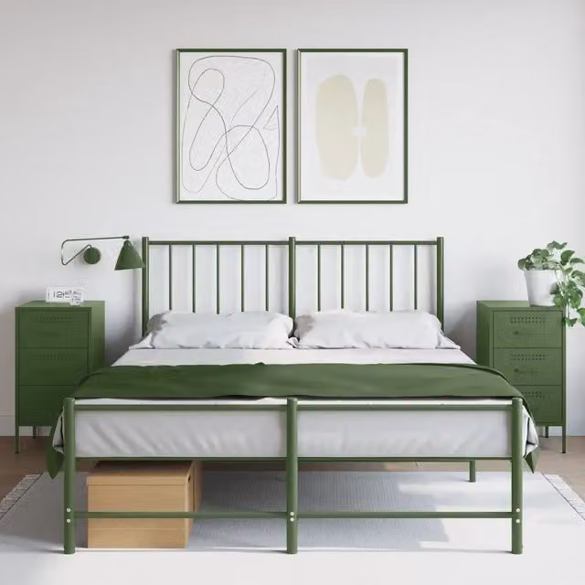 Set di 2 comodini vidaXL in metallo verde opaco da appendere al muro L/P/H: 36 x 39 x 68 cm
