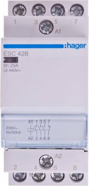 Contattore di installazione Hager 25A 3S+1Ö 230V ESC428