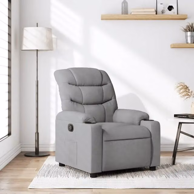 Poltrona Reclinabile Relax vidaXL in Tessuto Grigio con Braccioli e Reclinazione Manuale – 1