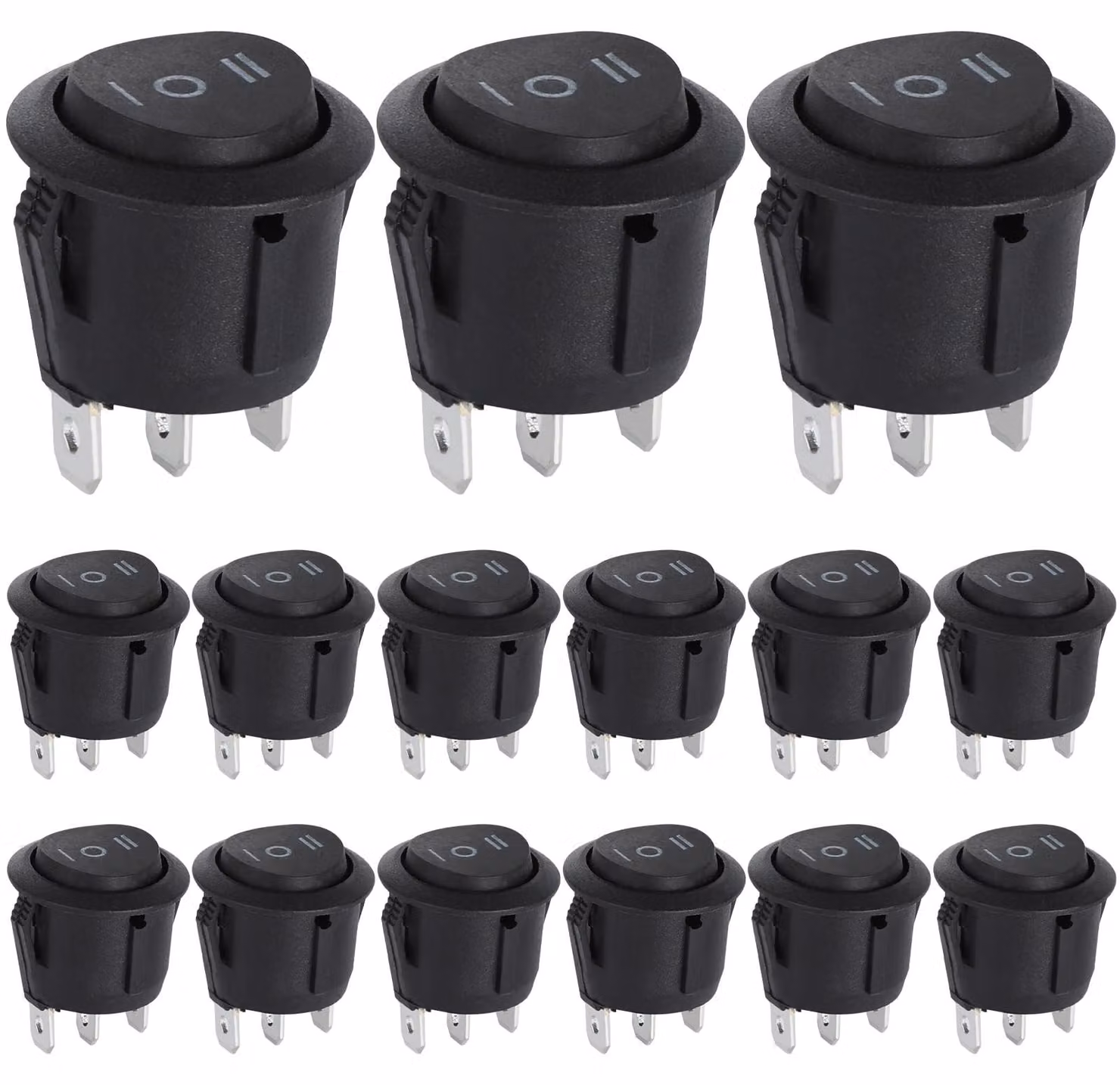 Interruttore a levetta KCD1, 3 poli, 12V, 250V, 6A; 125V, 10A, confezione da 15 pezzi