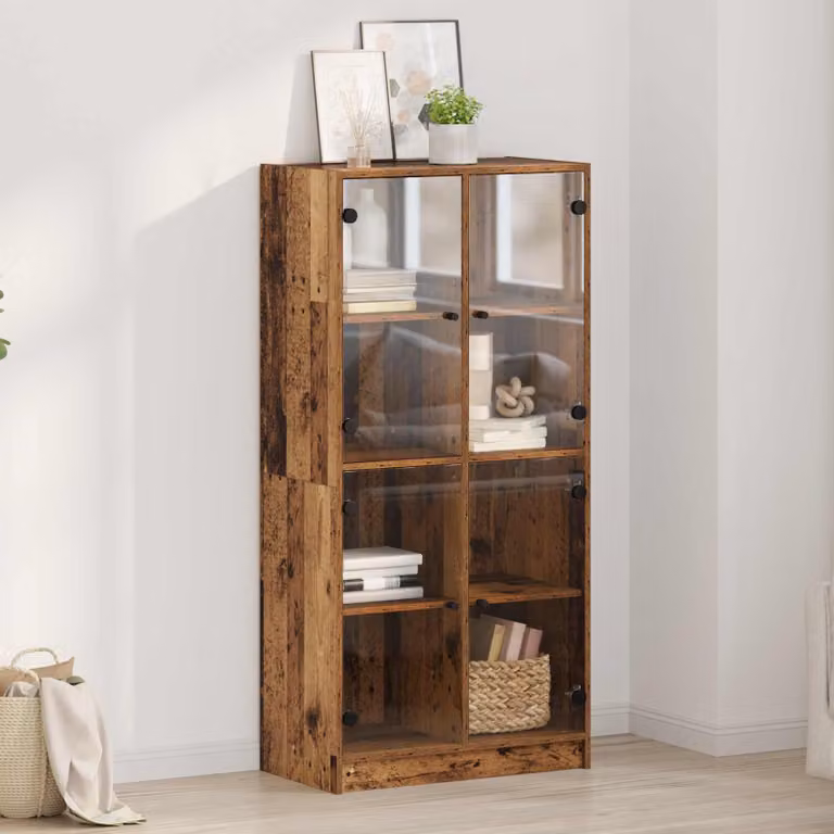 vidaXL Credenza in Legno e Metallo Stile Moderno Colore Marrone L: 68 cm, P: 37 cm, H: 142 cm
