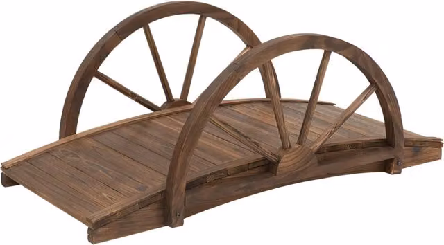 Ponte da giardino ad arco curvo 100 x 50 x 37 cm decorativo sicuro resistente alle intemperie rustico in legno marrone 21_0003939