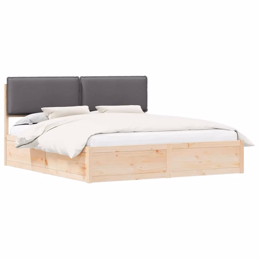 Letto con testiera rivestita e cassettiera vidaXL in legno di pino, colore grigio, L/P/H: 200 x 200 x 205,5 cm – 2