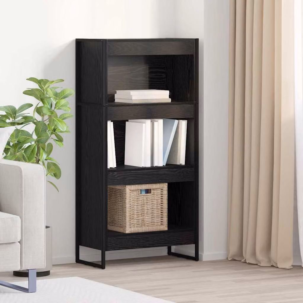 Armadio per Libri Industrial vidaXL in Legno e Metallo, Nero, L 60 cm x P 30 cm x H 121 cm