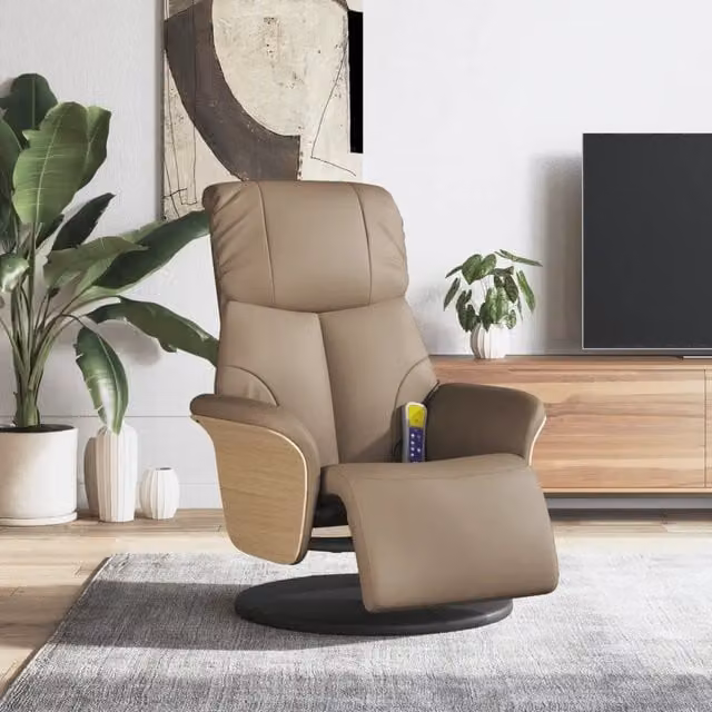 Poltrona Reclinabile Relax vidaXL in Similpelle Marrone con Poggiapiedi e Rotazione 360 Gradi – 1