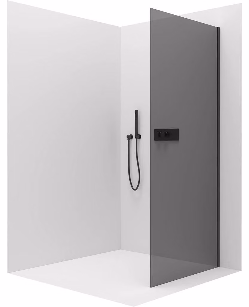 CERANO - Parete laterale Santoro L/P - nero opaco, vetro grafite - 70x195 cm
