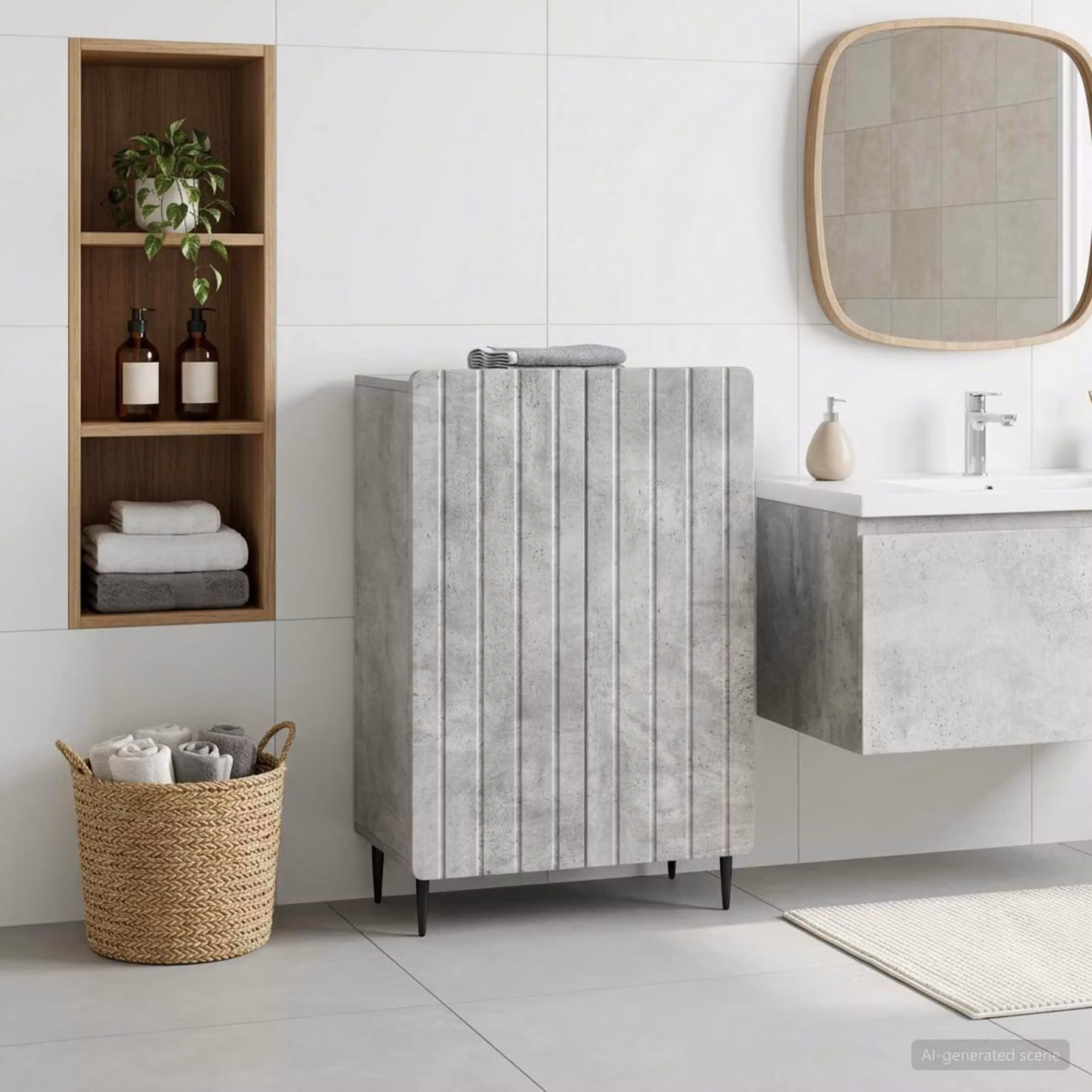 Mobiletto da bagno moderno vidaXL ZWOLLE Grigio, L: 59,5 cm, P: 31 cm, H: 79,5 cm
